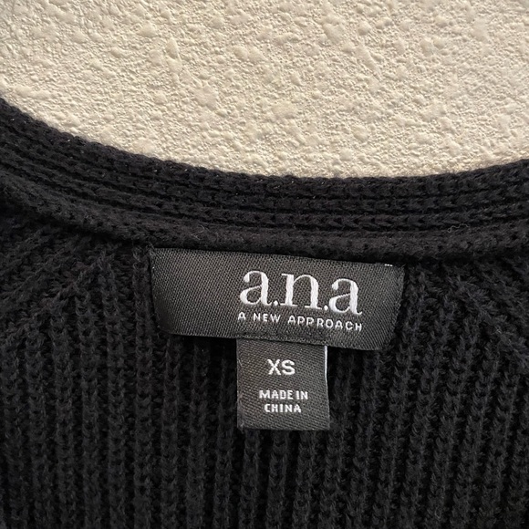 A.n.a. black cotton XS sweater dress pull over long V neck A New Approach - Picture 2 of 4